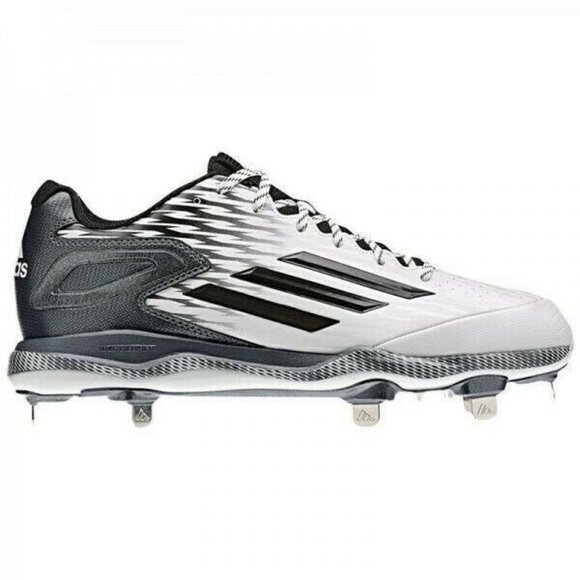 Adidas Men\'s PowerAlley 3 Metal Baseball Cleats S84756 White Black Grey Size 9 main image 6